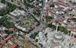 Ayasofya çevresindeki yoğunluk havadan görüntülendi