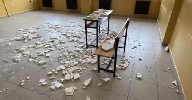 Ders sırasında tavanın sıvası düştü: 7 öğrenci yaralı
